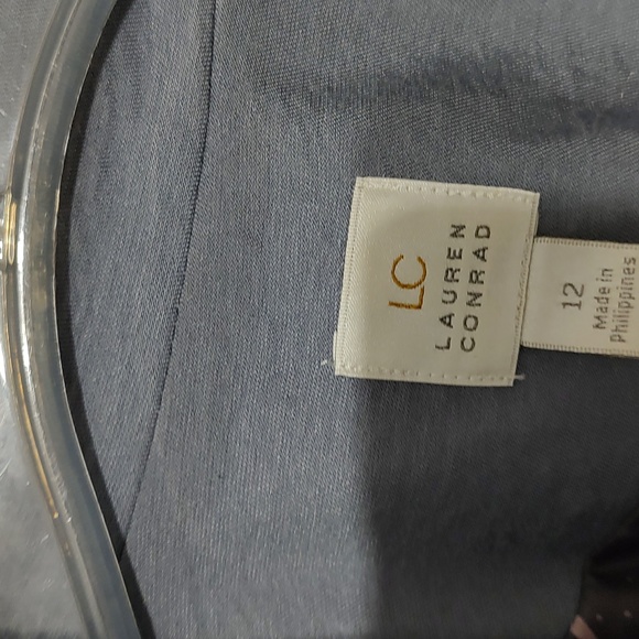 Lauren Conrad Blue Gray Cropped Blazer w/ Ruched 3/4 Sleeves sz 12 - Picture 4 of 9